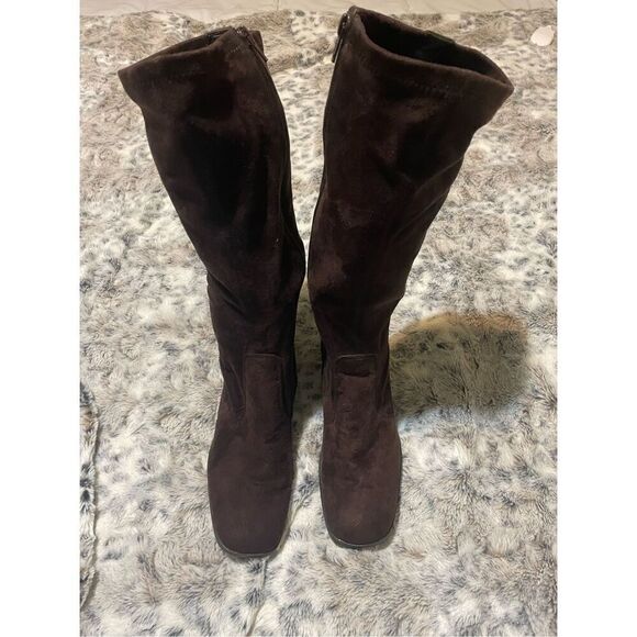 George Eliza tall faux suede brown boots - Picture 1 of 6